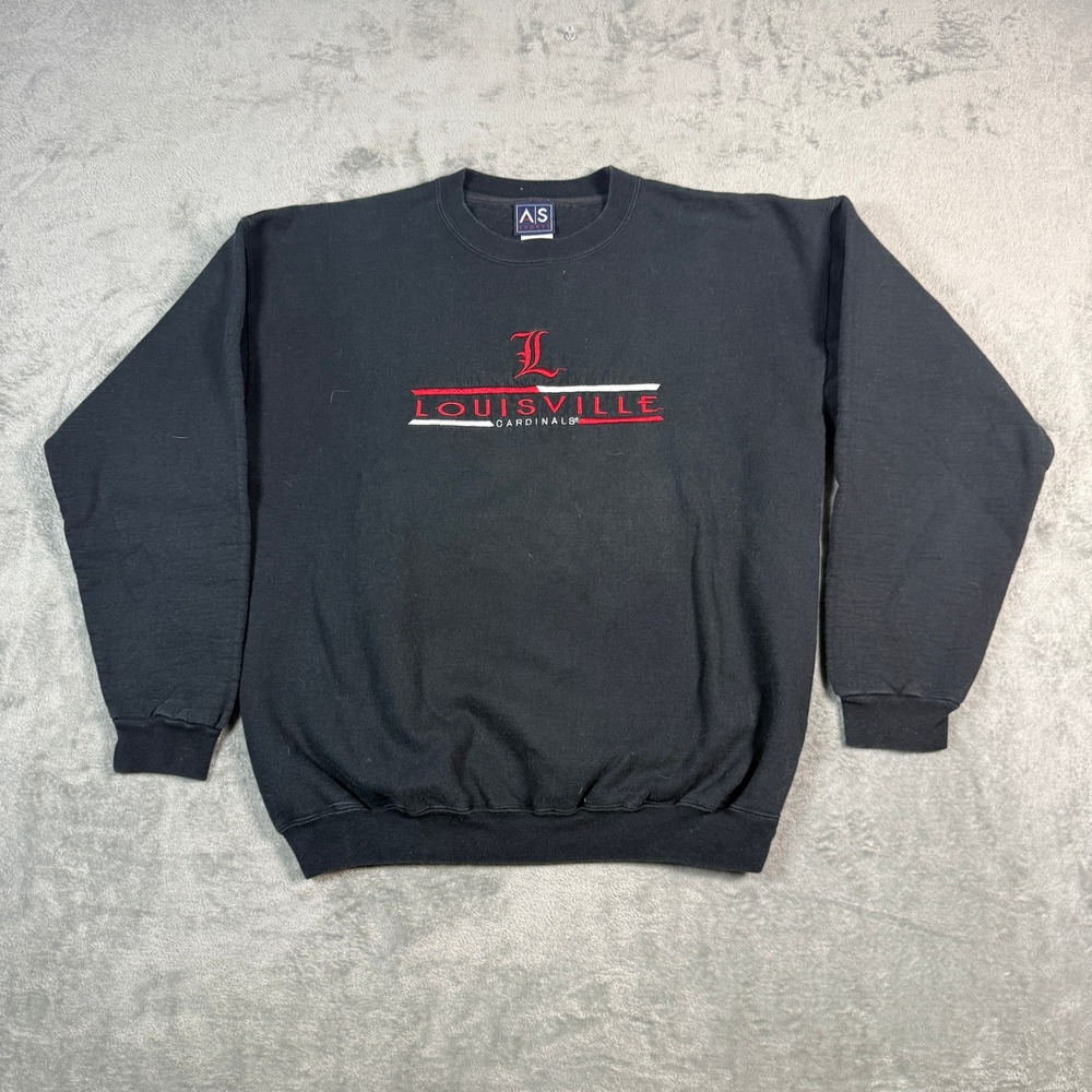 Vintage AS Sports Mens Medium Louisville Cardinals Sweatshirt Black Crewneck
